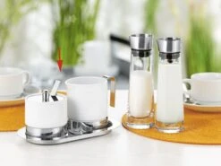 1 X 4-teiliges Zucker- Und Sahneset ADAM, Aus Weißem Porzellan Und Edelstahl. -Esmeyer Küchenaccessoires Günstiges Geschäft 06a20729 e583 4ec6 84bf 864ecf068af7