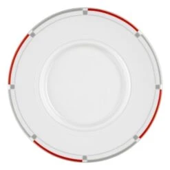 6 X Seltmann Untere Zur Suppentasse 17,5 Cm, Form: Vitalis, Dekor: 34440 Rot-grau