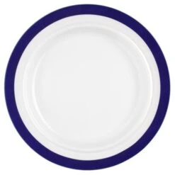 6 X Seltmann Teller Flach 25,5 Cm, Form: Vitalis, Dekor: 34708 Blaues Band