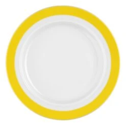 6 X Seltmann Teller Flach 20 Cm, Form: Vitalis, Dekor: 34928 Gelbes Band
