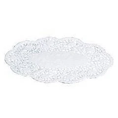 5x Tablettdeckchen Oval, Dekor Rose, 18x26 Cm, Weiß, Paket à 250 Stück, 1-lagiges Papier