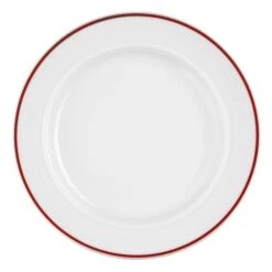 6 X Seltmann Teller Flach 20 Cm, Form: Vitalis, Dekor: 11484 Rote Linie